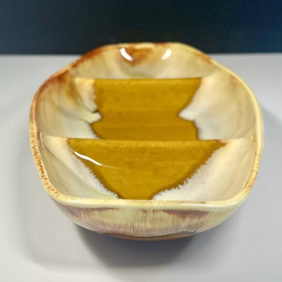 Dryden Pottery Drip Glaze Divided Serving Dish Relish Trinket Tray Ozarks Ark - Picture 4 of 11
